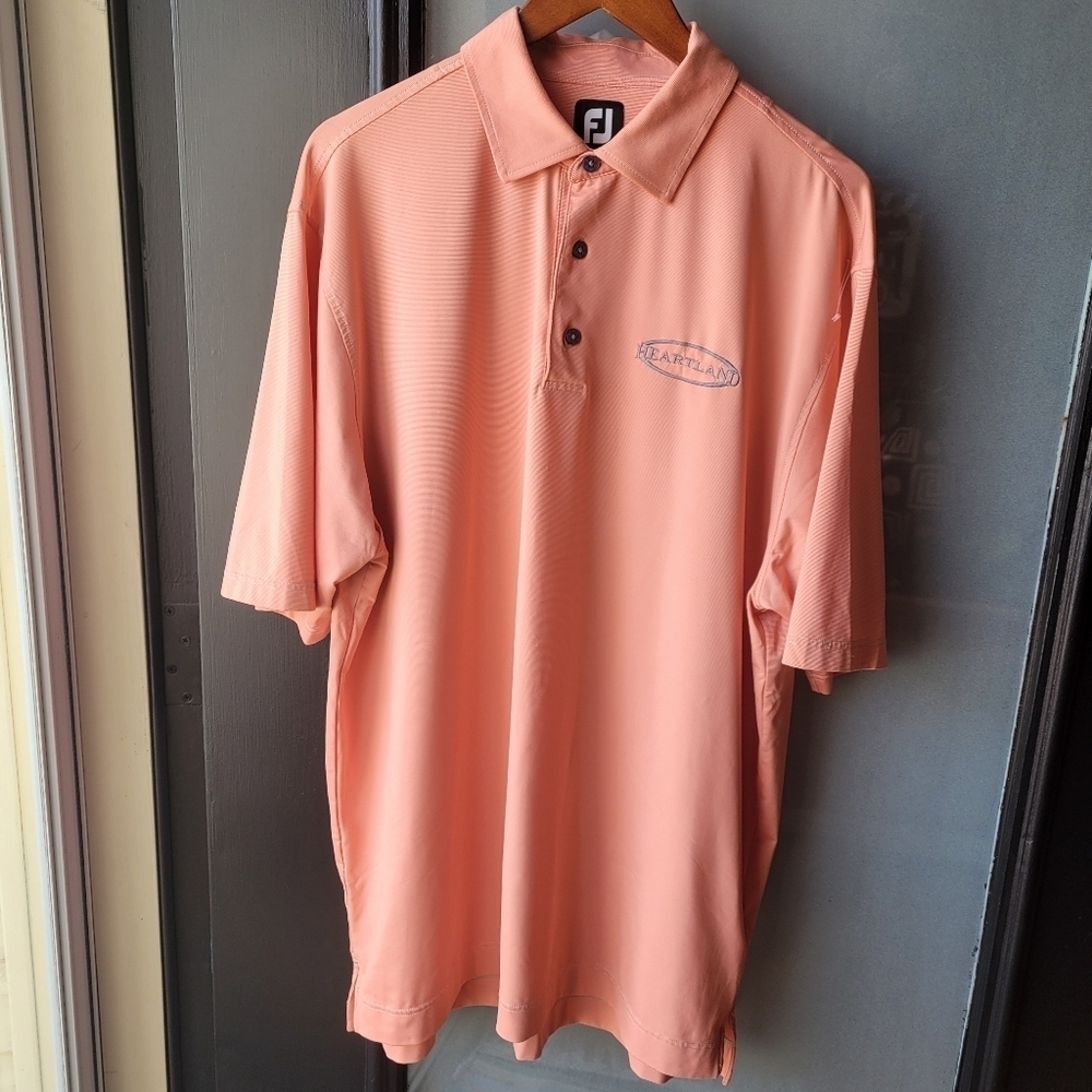 FootJoy Collared Shirt Adult XL Orange Heartland Polo Mens Preppy Striped